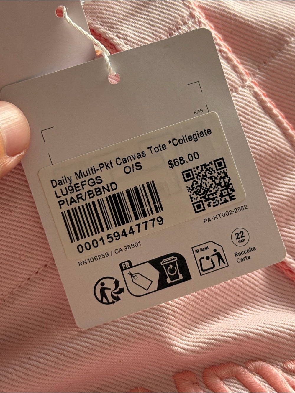 RARE Lululemon Daily Multi Pocket Canvas Tote 20L Collegiate Pink Pearl NWT - Picture 10 of 10